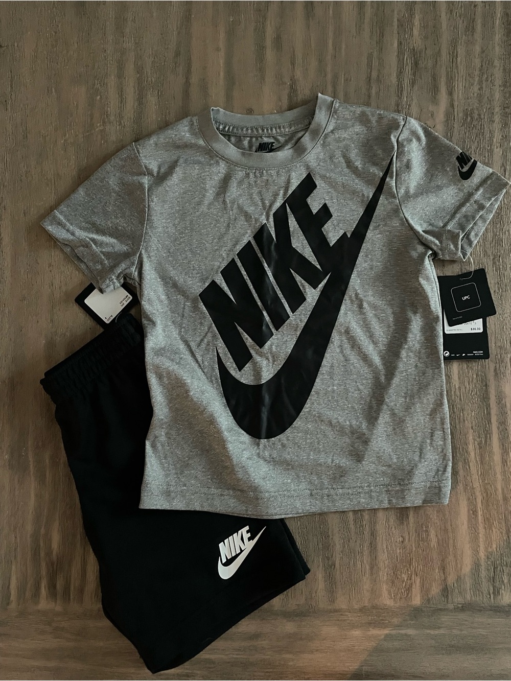 Nike Gray Tee and Black Athletic Shorts Set - Gray/Black - Picture 11 of 11